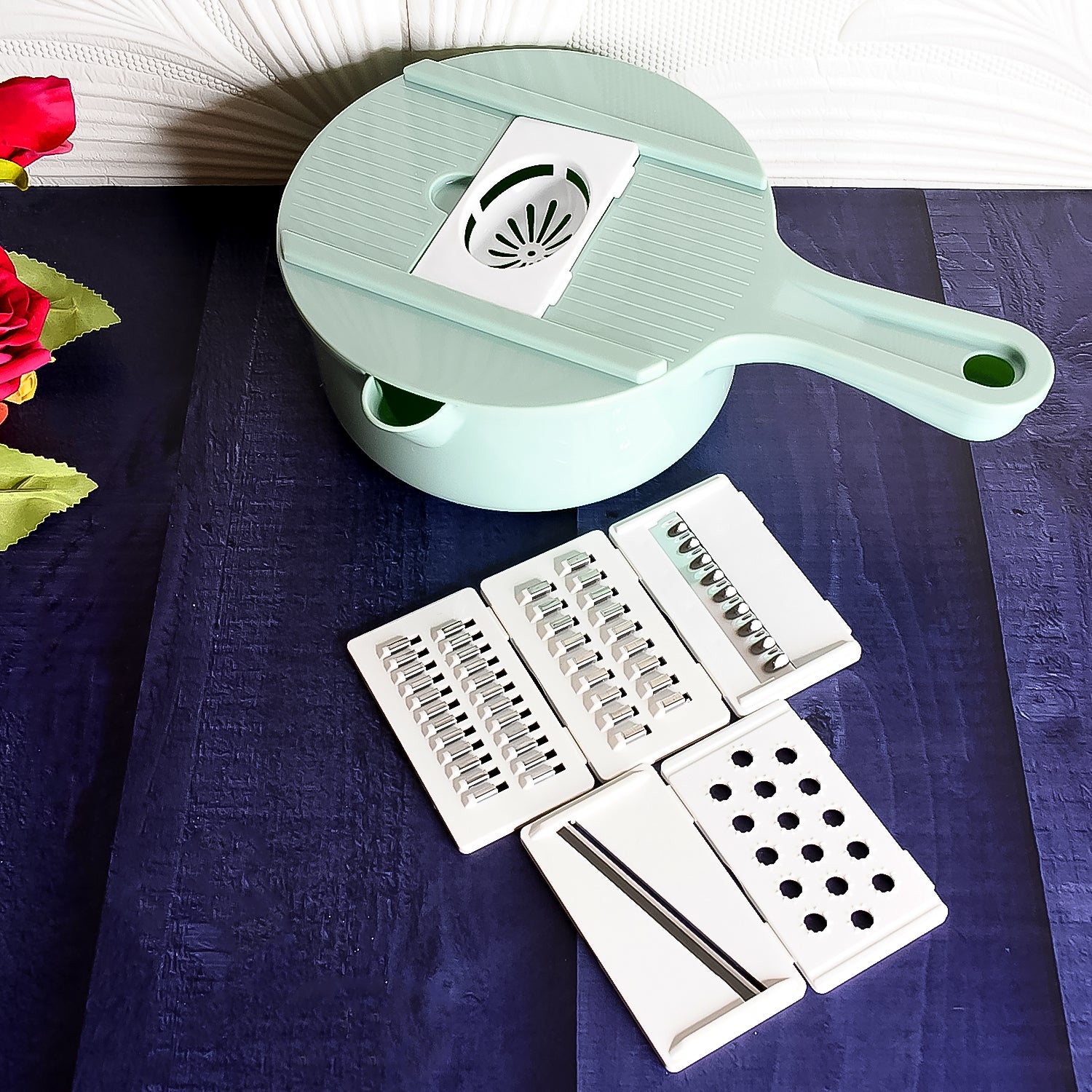 Vegetable Choppers With Drain Basket  6 In 1 Vegetable Slicer Blades (1 Set) Vegetable Choppers With Drain Basket  6 In 1 Vegetable Slicer Blades (1 Set)